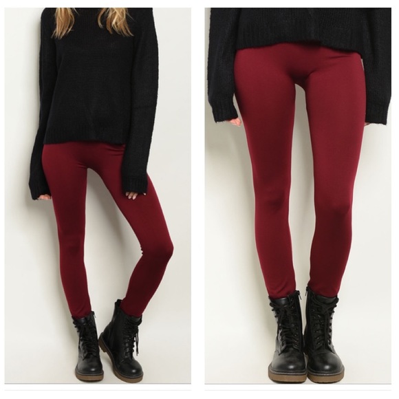 Wine fleece lined leggings - Picture 2 of 8